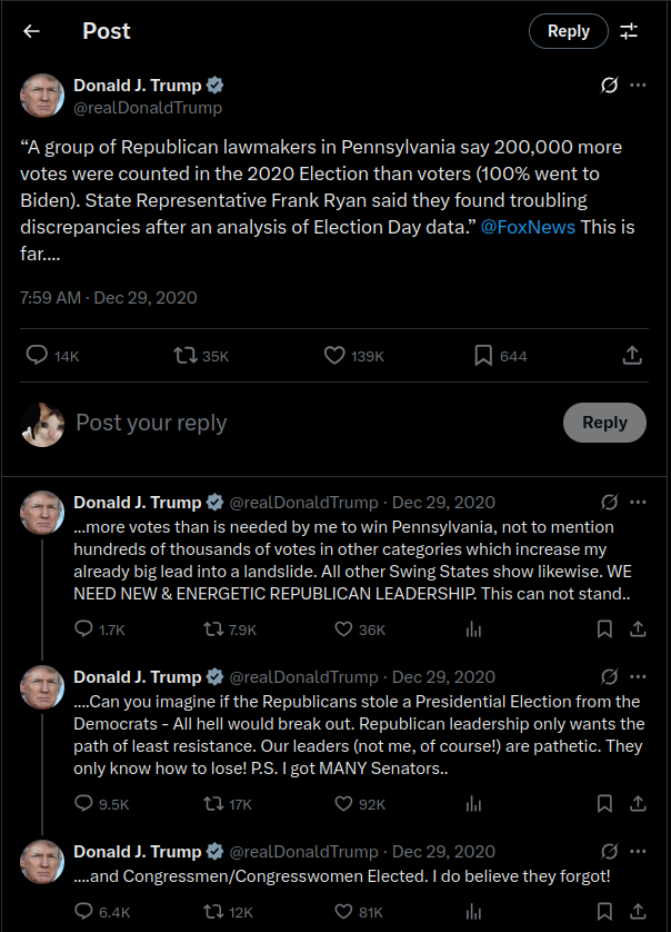 Node: a10822a1dc34ee1c3acf3e58882d5e16(Trump retweets PA Lawmakers finding of 200,000 votes in Pennsylvania)